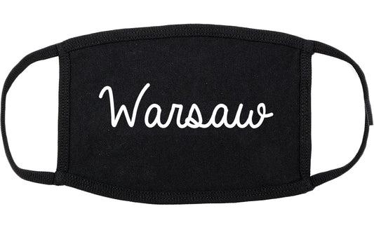 Warsaw Indiana IN Script Cotton Face Mask Black