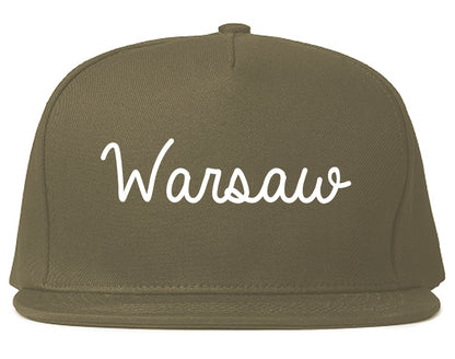 Warsaw Indiana IN Script Mens Snapback Hat Grey