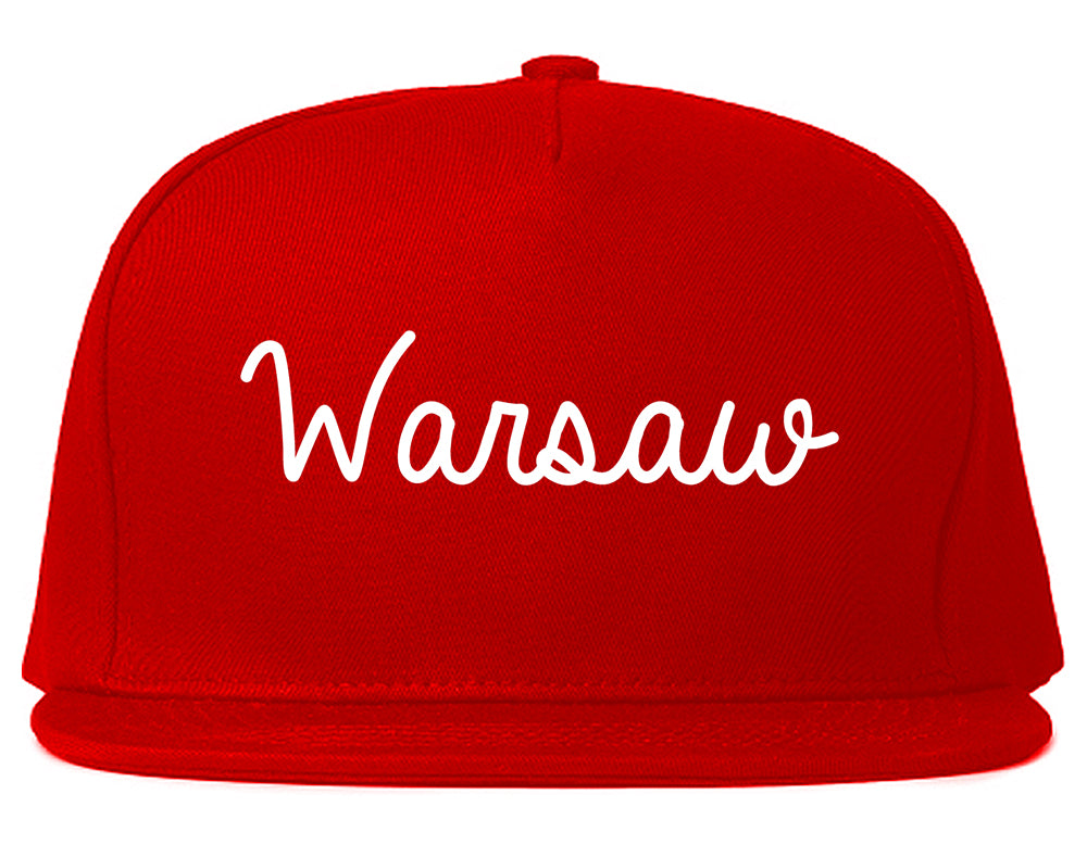 Warsaw Indiana IN Script Mens Snapback Hat Red