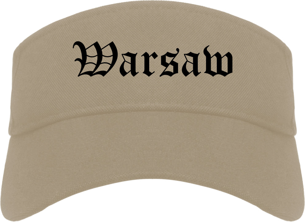 Warsaw Indiana IN Old English Mens Visor Cap Hat Khaki
