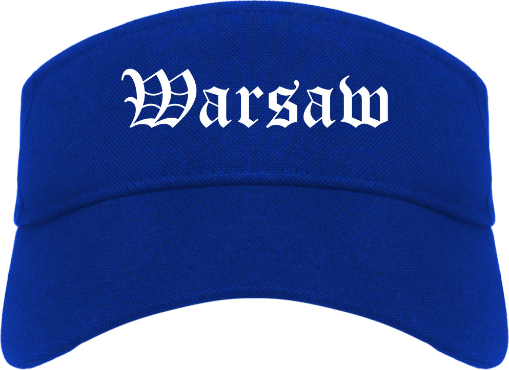 Warsaw Indiana IN Old English Mens Visor Cap Hat Royal Blue