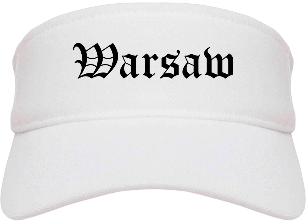 Warsaw Indiana IN Old English Mens Visor Cap Hat White
