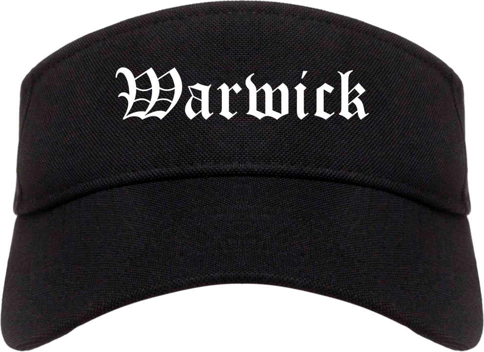 Warwick New York NY Old English Mens Visor Cap Hat Black