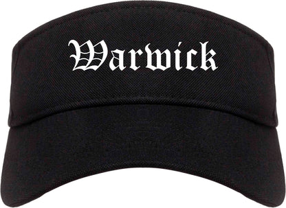 Warwick New York NY Old English Mens Visor Cap Hat Black