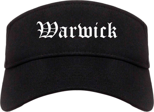 Warwick New York NY Old English Mens Visor Cap Hat Black
