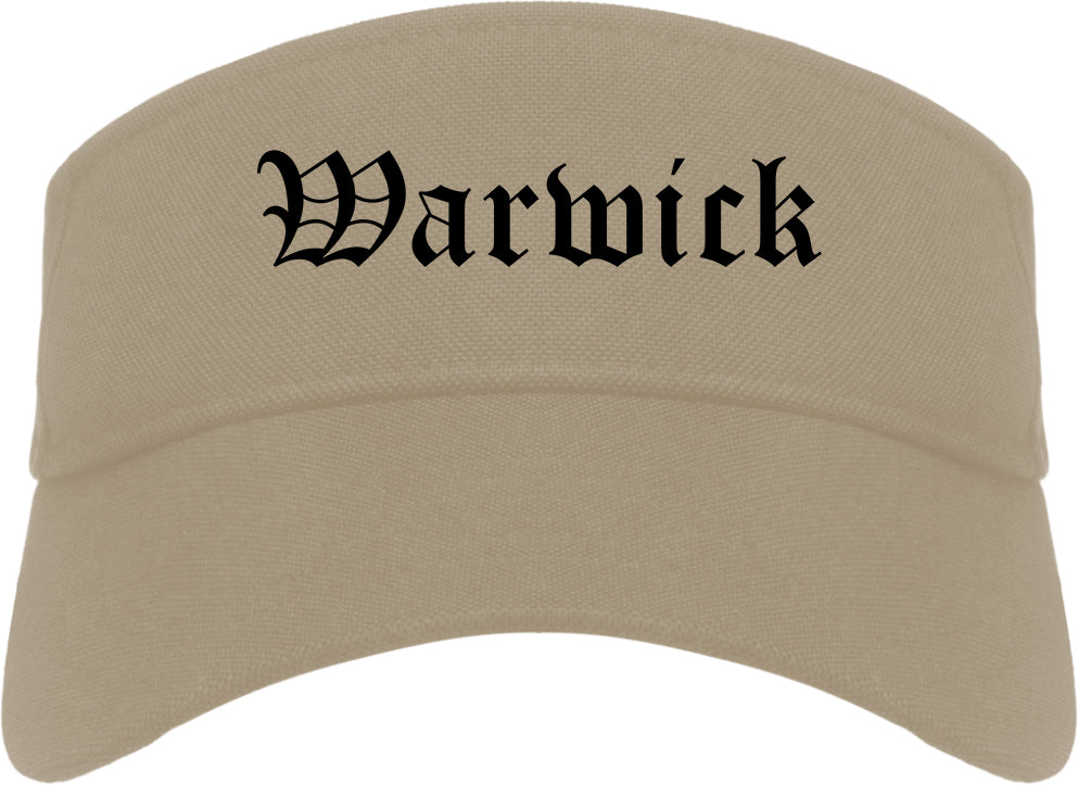 Warwick New York NY Old English Mens Visor Cap Hat Khaki