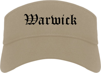 Warwick New York NY Old English Mens Visor Cap Hat Khaki