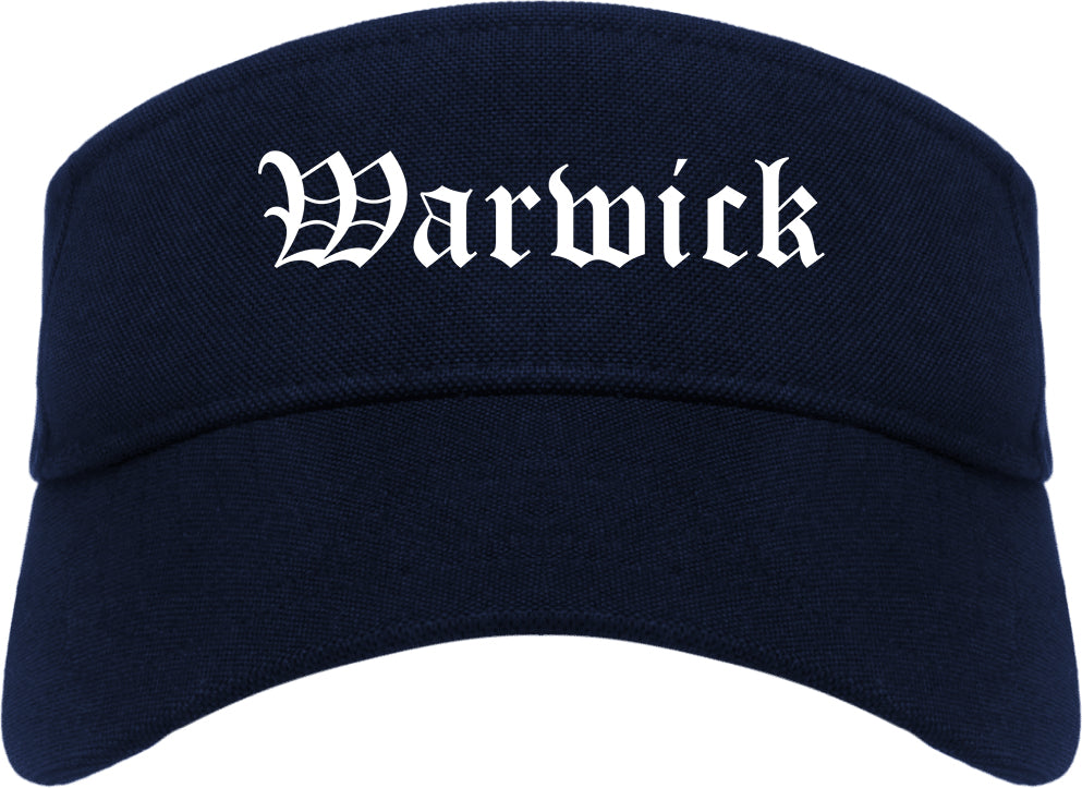 Warwick New York NY Old English Mens Visor Cap Hat Navy Blue