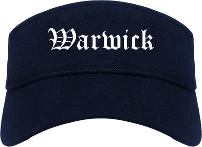 Warwick New York NY Old English Mens Visor Cap Hat Navy Blue