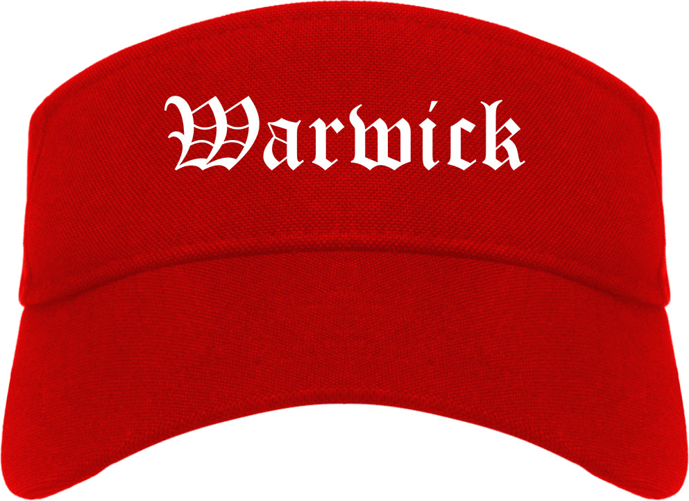 Warwick New York NY Old English Mens Visor Cap Hat Red