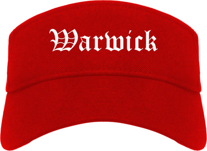 Warwick New York NY Old English Mens Visor Cap Hat Red