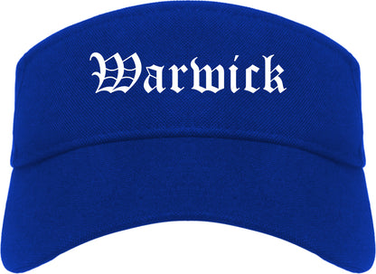 Warwick New York NY Old English Mens Visor Cap Hat Royal Blue
