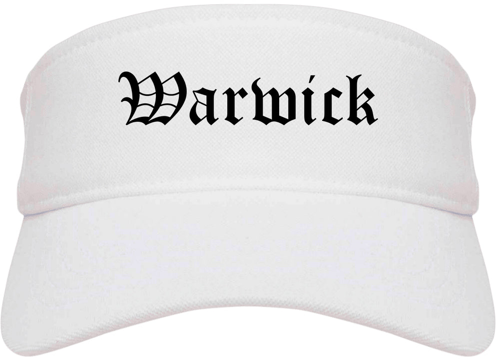 Warwick New York NY Old English Mens Visor Cap Hat White