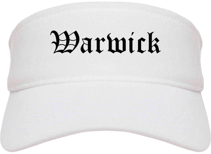 Warwick New York NY Old English Mens Visor Cap Hat White