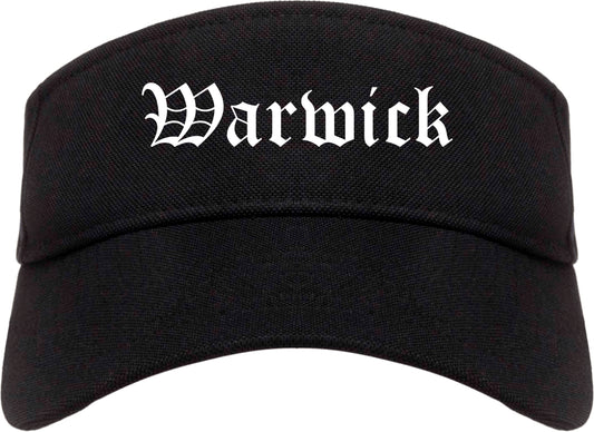 Warwick Rhode Island RI Old English Mens Visor Cap Hat Black