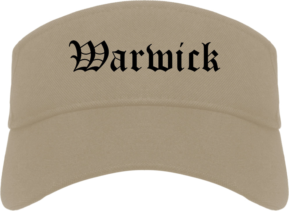 Warwick Rhode Island RI Old English Mens Visor Cap Hat Khaki