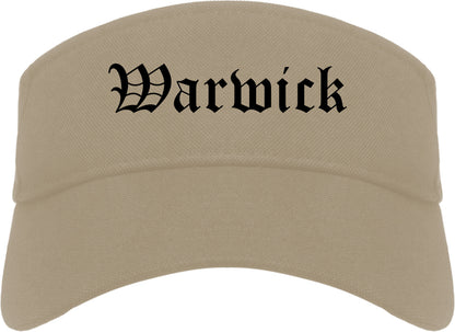 Warwick Rhode Island RI Old English Mens Visor Cap Hat Khaki