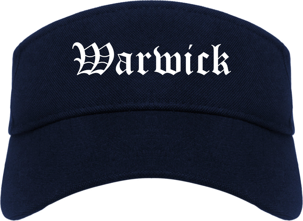 Warwick Rhode Island RI Old English Mens Visor Cap Hat Navy Blue