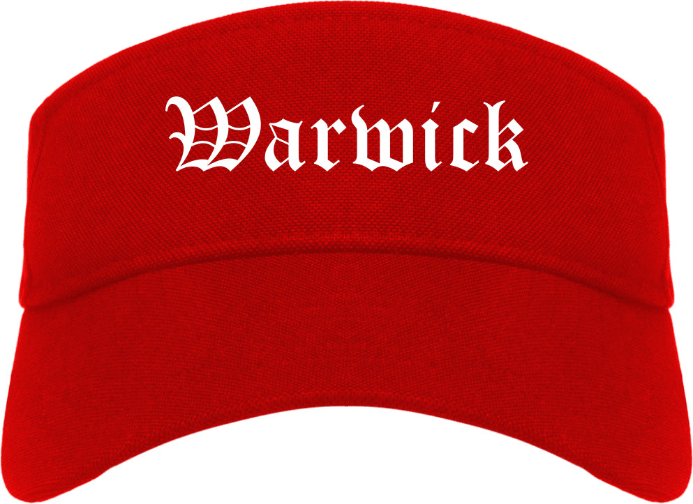 Warwick Rhode Island RI Old English Mens Visor Cap Hat Red