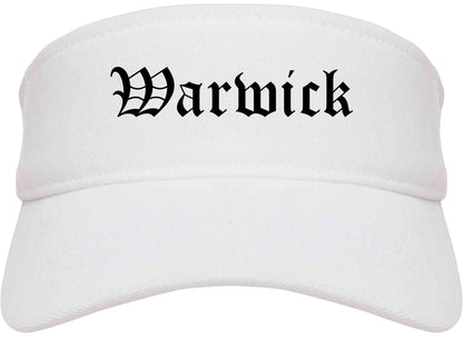 Warwick Rhode Island RI Old English Mens Visor Cap Hat White