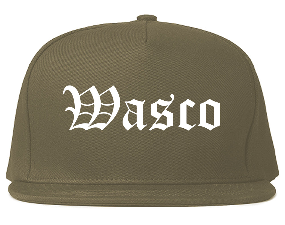 Wasco California CA Old English Mens Snapback Hat Grey