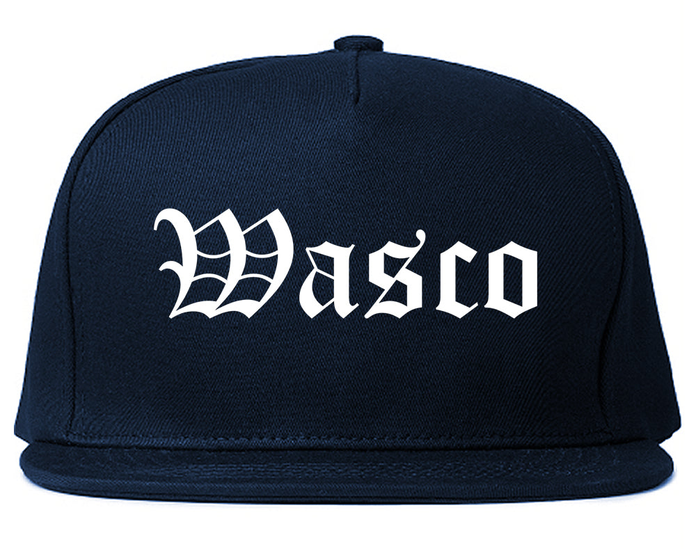 Wasco California CA Old English Mens Snapback Hat Navy Blue