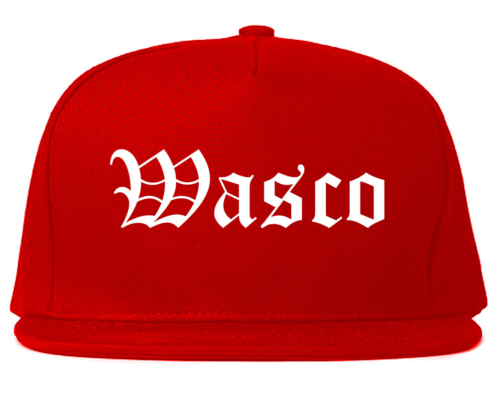 Wasco California CA Old English Mens Snapback Hat Red