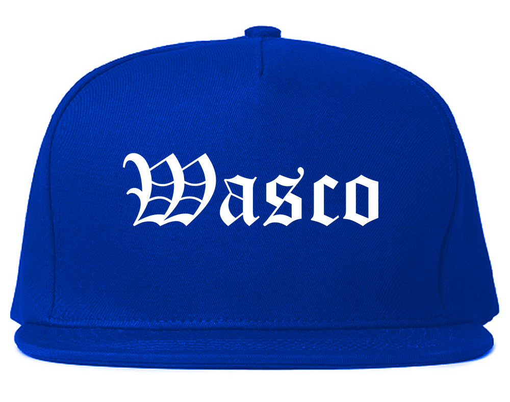 Wasco California CA Old English Mens Snapback Hat Royal Blue
