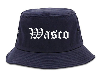 Wasco California CA Old English Mens Bucket Hat Navy Blue