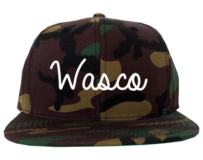 Wasco California CA Script Mens Snapback Hat Army Camo