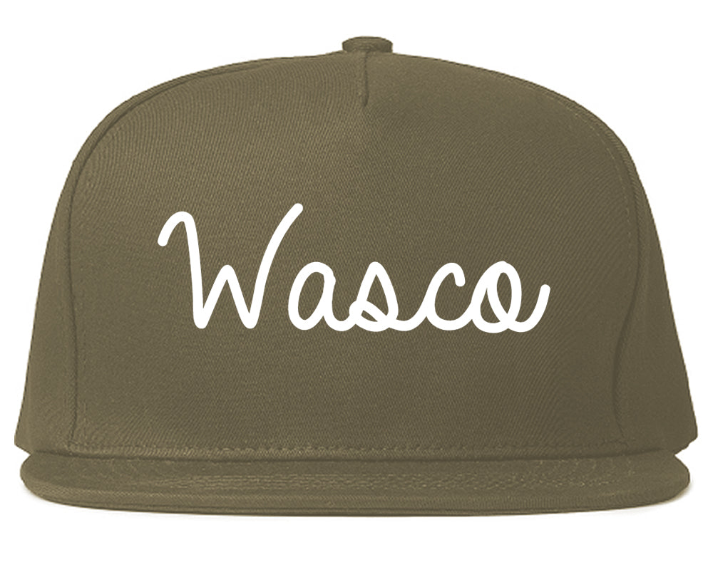 Wasco California CA Script Mens Snapback Hat Grey