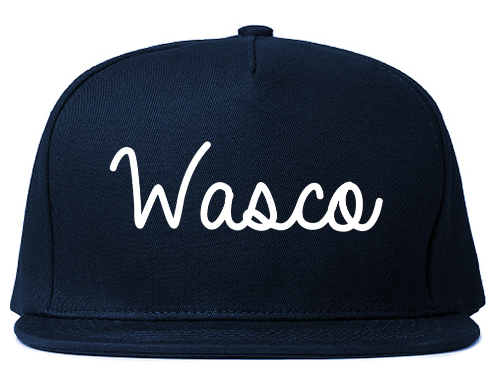 Wasco California CA Script Mens Snapback Hat Navy Blue