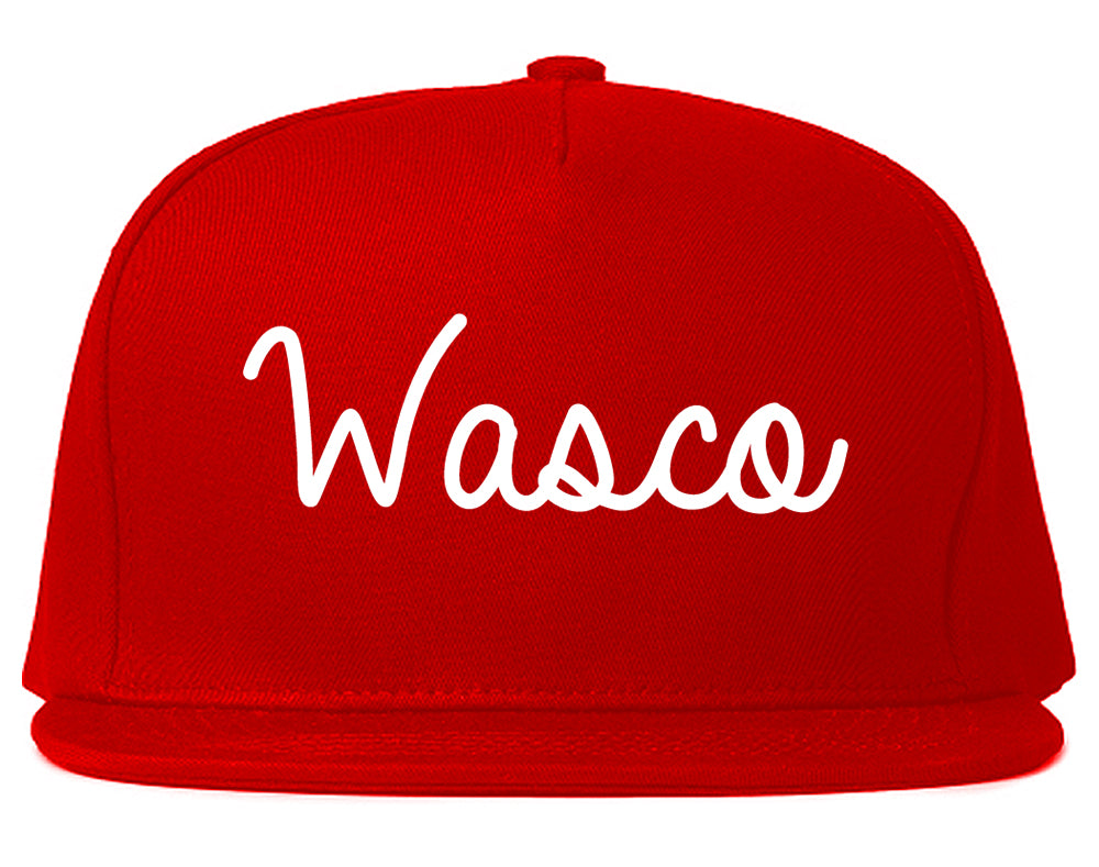 Wasco California CA Script Mens Snapback Hat Red