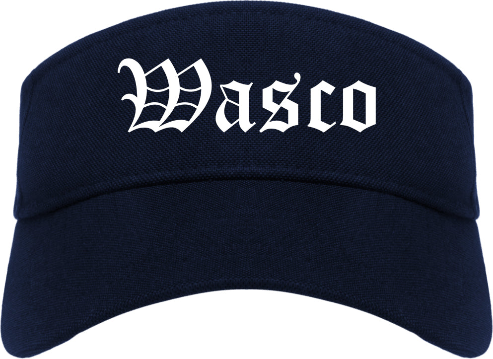Wasco California CA Old English Mens Visor Cap Hat Navy Blue