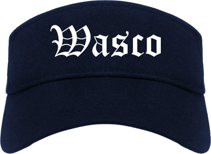 Wasco California CA Old English Mens Visor Cap Hat Navy Blue