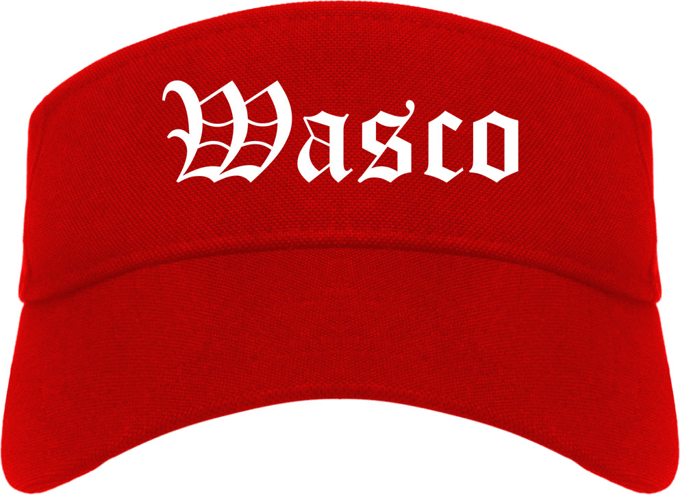 Wasco California CA Old English Mens Visor Cap Hat Red