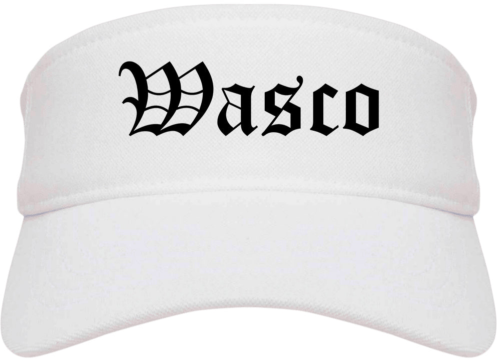 Wasco California CA Old English Mens Visor Cap Hat White