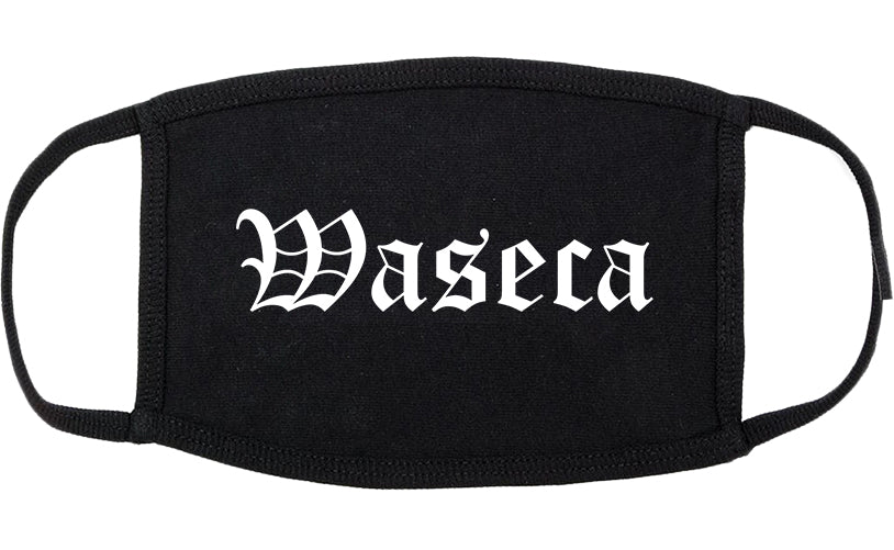 Waseca Minnesota MN Old English Cotton Face Mask Black