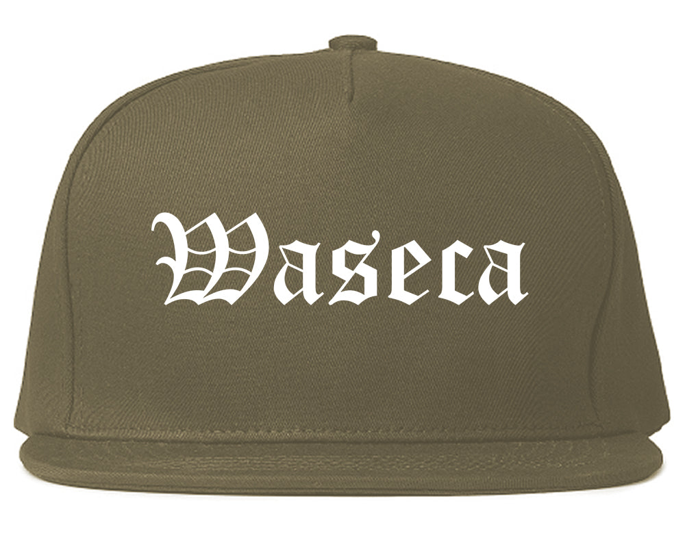 Waseca Minnesota MN Old English Mens Snapback Hat Grey