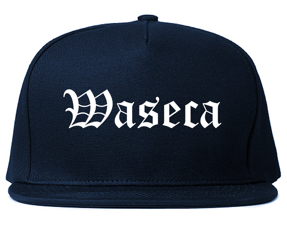 Waseca Minnesota MN Old English Mens Snapback Hat Navy Blue