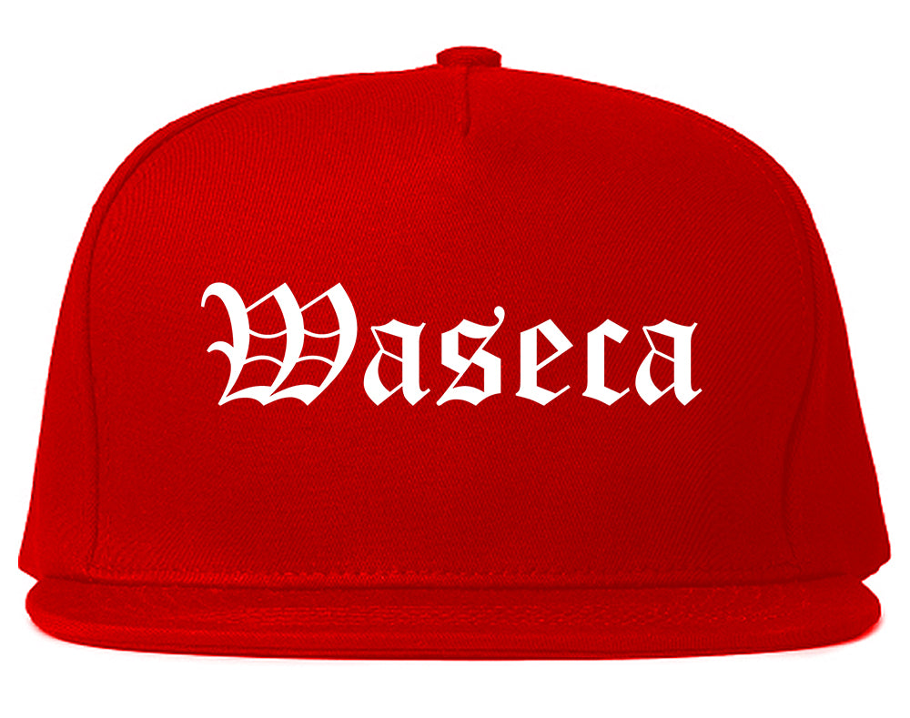 Waseca Minnesota MN Old English Mens Snapback Hat Red