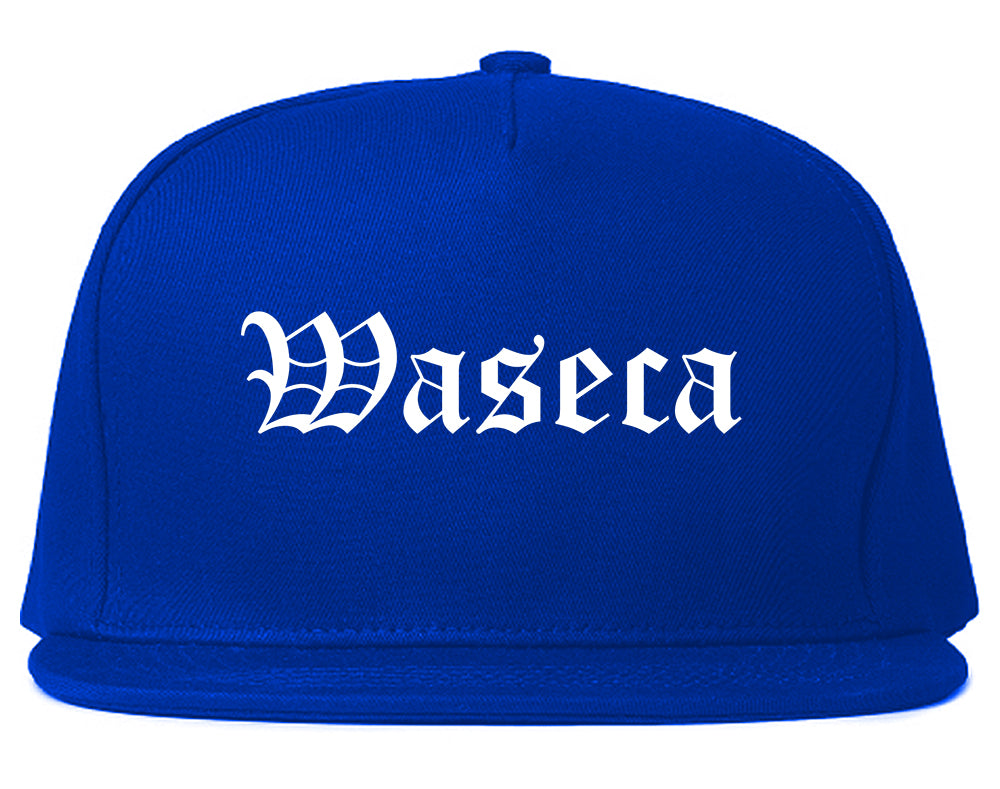 Waseca Minnesota MN Old English Mens Snapback Hat Royal Blue