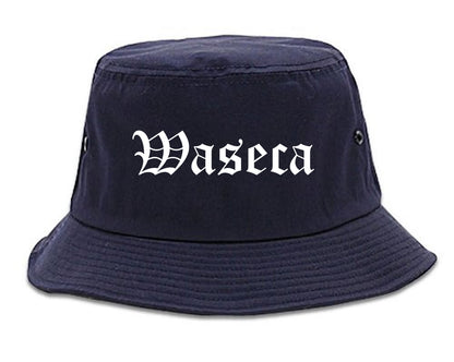 Waseca Minnesota MN Old English Mens Bucket Hat Navy Blue