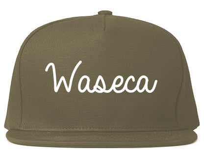 Waseca Minnesota MN Script Mens Snapback Hat Grey