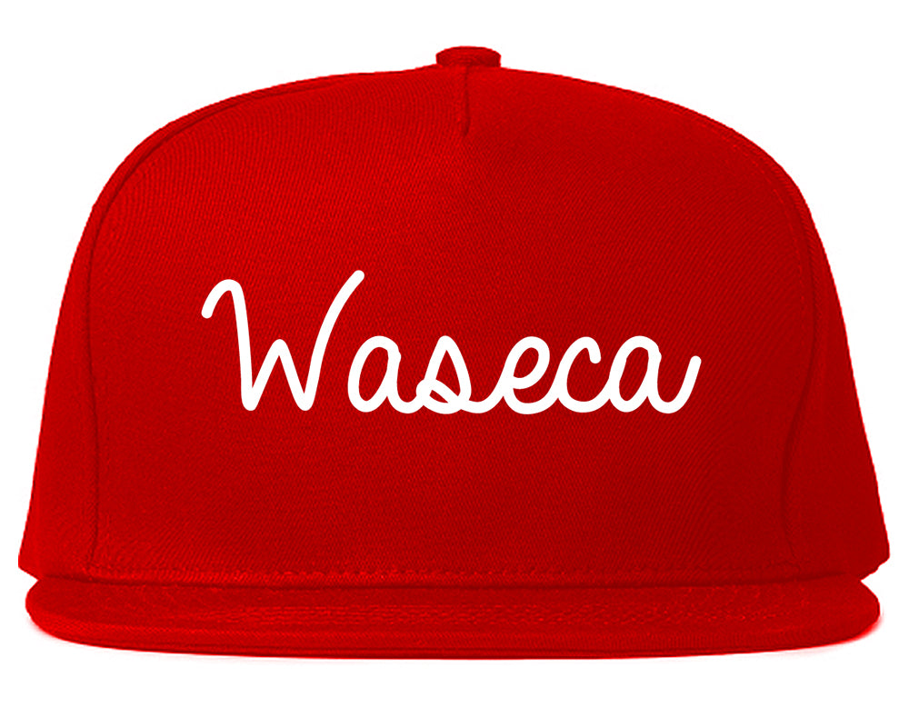 Waseca Minnesota MN Script Mens Snapback Hat Red