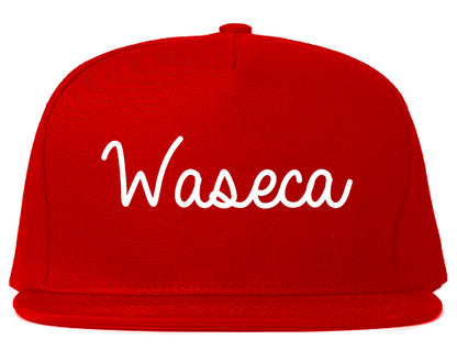 Waseca Minnesota MN Script Mens Snapback Hat Red