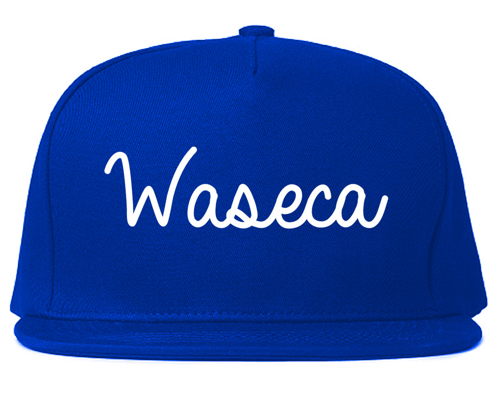 Waseca Minnesota MN Script Mens Snapback Hat Royal Blue