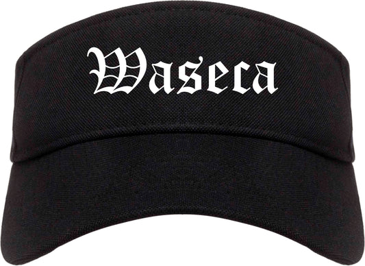 Waseca Minnesota MN Old English Mens Visor Cap Hat Black