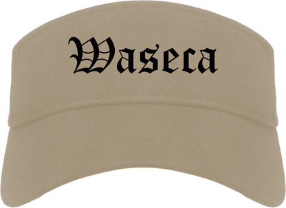 Waseca Minnesota MN Old English Mens Visor Cap Hat Khaki
