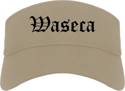Waseca Minnesota MN Old English Mens Visor Cap Hat Khaki